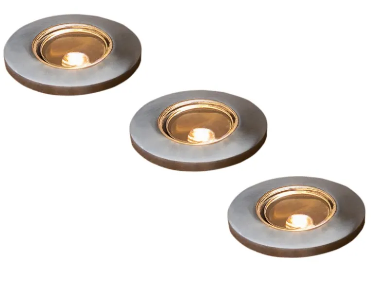Mini LED Bodeneinbauspots 3er Erweiterungsset Edelstahl/Glas Ø3,5cm IP44