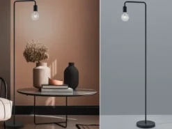 Minimalistische LED Stehleuchte, Metall Schwarz matt, Höhe 149cm