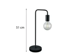 Minimalistische LED Tischleuchte, Metall Schwarz matt, Höhe 51cm