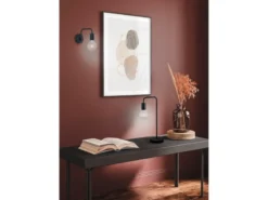 Minimalistische LED Wandlampe Schwarz mit Schalter, Höhe 15cm