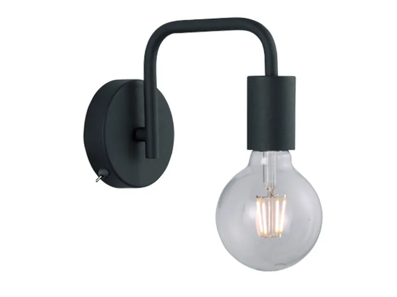 Minimalistische LED Wandlampe Schwarz mit Schalter, Höhe 15cm