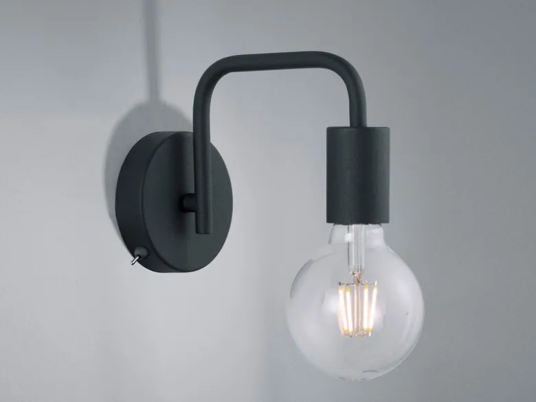 Minimalistische LED Wandlampe Schwarz mit Schalter, Höhe 15cm