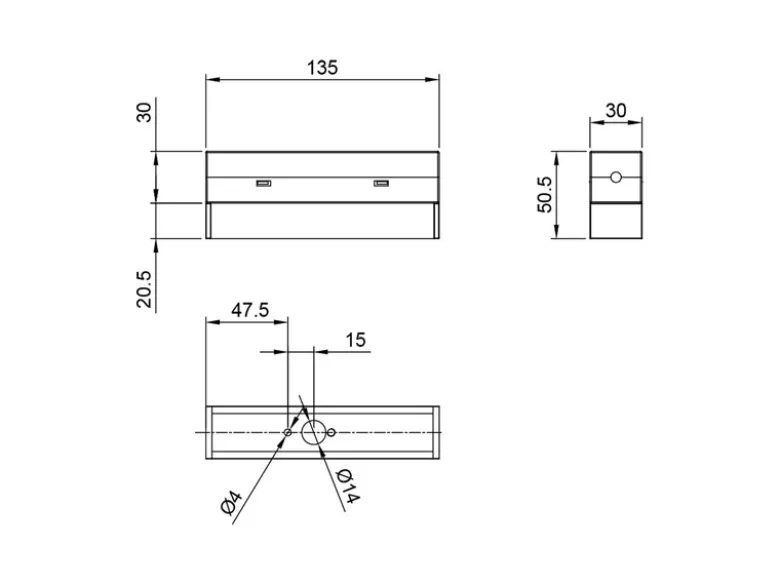 Mittel-/ End Einspeisung Grau für 2-Phasen Schienensystem DUOline