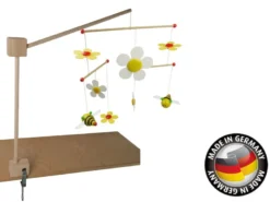 Mobilehalter Holz - 100 % Naturprodukt - mit fröhlichem Mobile SUM SUM