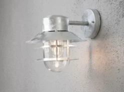 Moderne Außen Wandlaterne MODENA hängend, Stahl Silber, Höhe 24cm