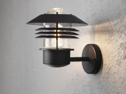 Moderne Außen Wandlaterne MODENA stehend, Aluminium Schwarz, Höhe 23cm