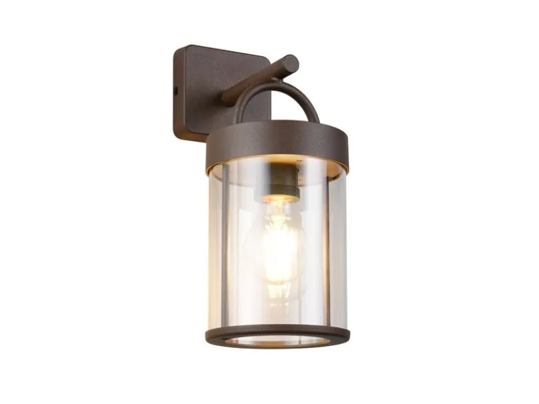 Moderne Außenwandleuchte ALMERIA Laterne in Rostoptik, Höhe 29cm
