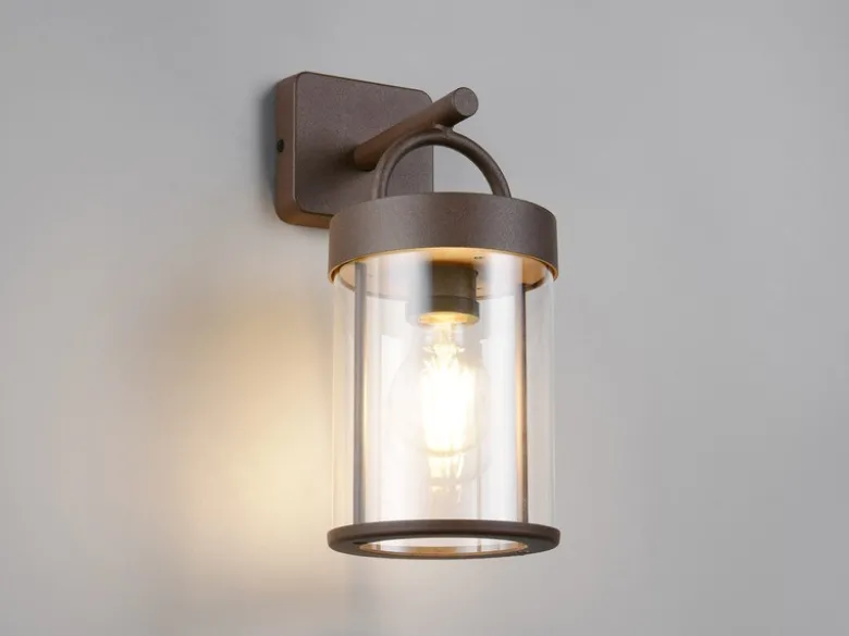 Moderne Außenwandleuchte ALMERIA Laterne in Rostoptik, Höhe 29cm