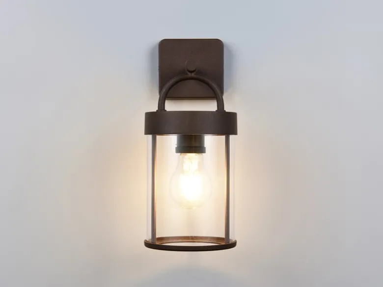 Moderne Außenwandleuchte ALMERIA Laterne in Rostoptik, Höhe 29cm