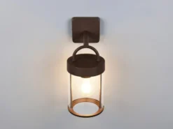Moderne Außenwandleuchte ALMERIA Laterne in Rostoptik, Höhe 29cm