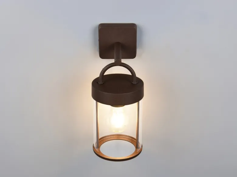 Moderne Außenwandleuchte ALMERIA Laterne in Rostoptik, Höhe 29cm