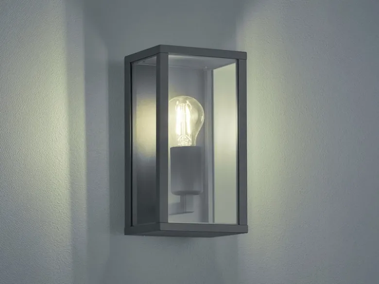 Moderne Außenwandleuchte GARONNE in Anthrazit mit Glas, Höhe 26cm