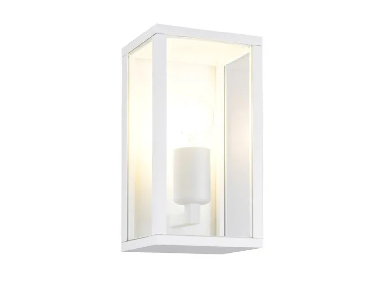Moderne Außenwandleuchte GARONNE in Weiß mit Glas, Höhe 26cm