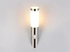 Moderne Außenwandleuchte TRIOTO mit Bewegungsmelder Silber, Höhe 39cm