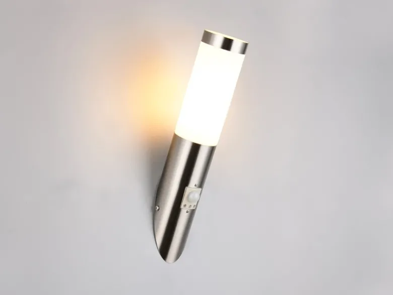 Moderne Außenwandleuchte TRIOTO mit Bewegungsmelder Silber, Höhe 39cm