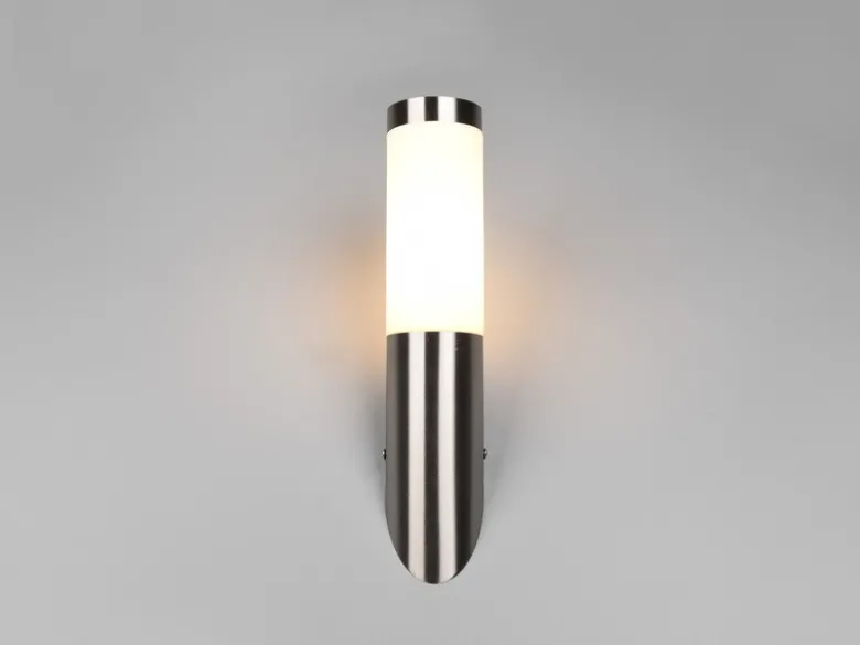 Moderne Außenwandleuchte TRIOTO aus Edelstahl in Silber, Höhe 39cm