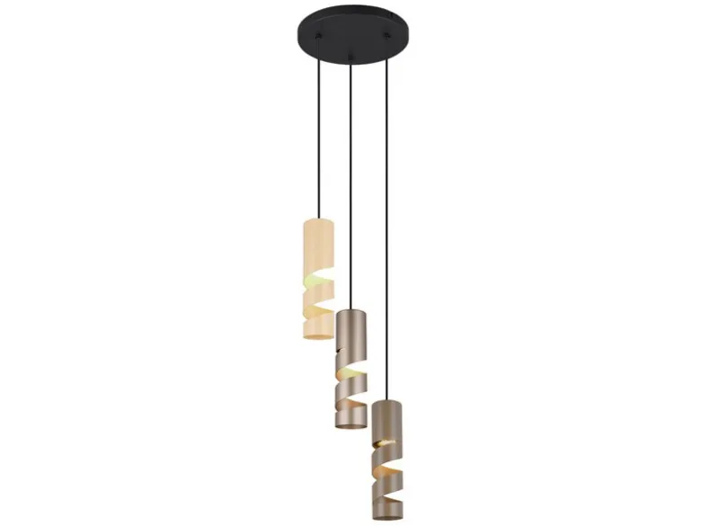Moderne Cluster Pendelleuchte STREAM 3-flammig aus Metall in Coffee Tönen, Ø28cm