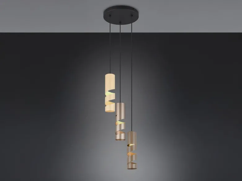 Moderne Cluster Pendelleuchte STREAM 3-flammig aus Metall in Coffee Tönen, Ø28cm