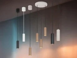 Moderne Cluster Pendelleuchte SOKA 3-flammig Metall Hellgrau & Coffee Ø 28cm