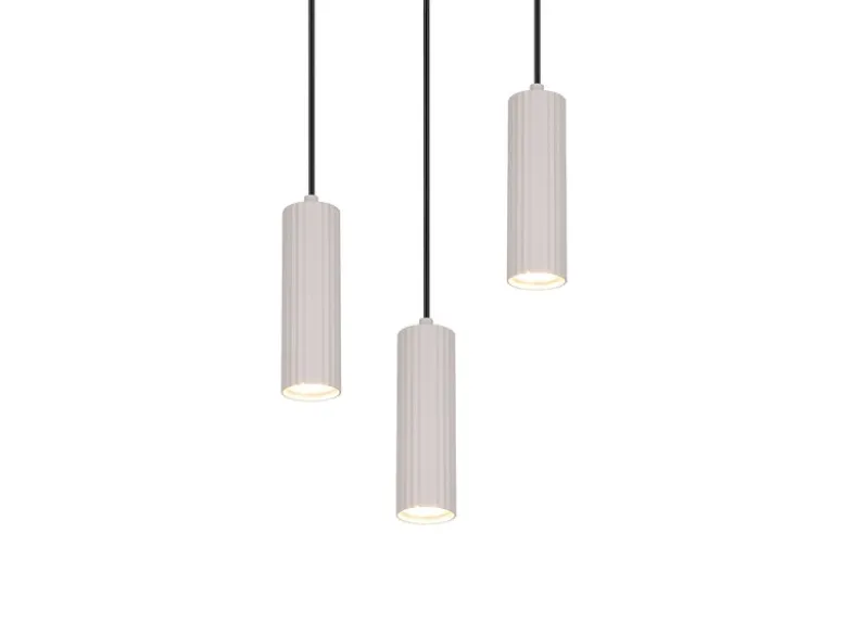 Moderne Cluster Pendelleuchte SOKA 3-flammig aus Metall Hellgrau Ø 28cm