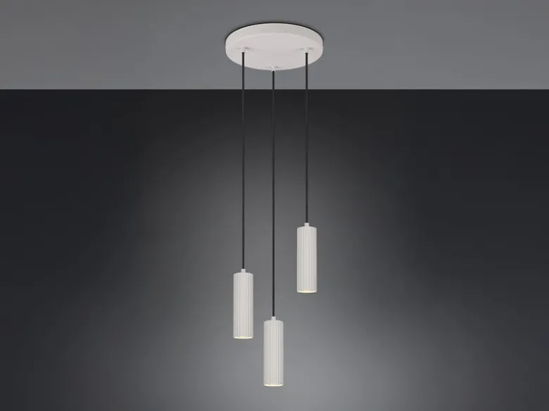 Moderne Cluster Pendelleuchte SOKA 3-flammig aus Metall Hellgrau Ø 28cm