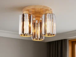 Moderne Deckenleuchte RUN 3-flammig mit Rauchglas Kristall Ø 35cm