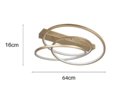 Moderne dimmbare LED Deckenleuchte DARVIN in Gold, Breite 64cm