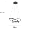 Moderne dimmbare LED Pendelleuchte DARVIN Schwarz, Breite 64cm