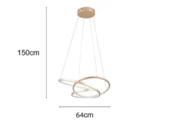Moderne dimmbare LED Pendelleuchte DARVIN in Gold, Breite 64cm