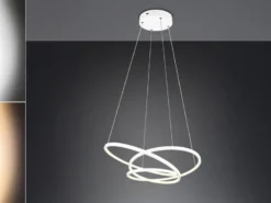 Moderne dimmbare LED Pendelleuchte DARVIN in Weiß, Breite 64cm
