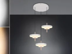 Moderne dimmbare LED Pendelleuchte KEATON 3-flammig, Hellgrau Ø 45cm