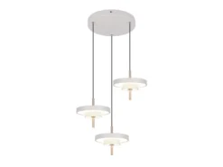Moderne dimmbare LED Pendelleuchte KEATON 3-flammig, Hellgrau Ø 45cm