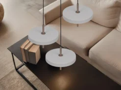 Moderne dimmbare LED Pendelleuchte KEATON 3-flammig, Hellgrau Ø 45cm