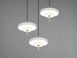 Moderne dimmbare LED Pendelleuchte KEATON 3-flammig, Hellgrau Ø 45cm