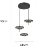 Moderne dimmbare LED Pendelleuchte KEATON 3-flammig, Schwarz Gold Ø 45cm