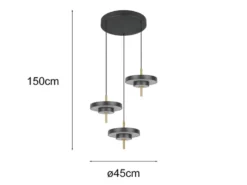 Moderne dimmbare LED Pendelleuchte KEATON 3-flammig, Schwarz Gold Ø 45cm