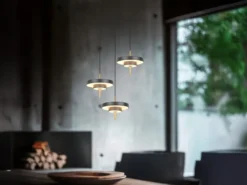 Moderne dimmbare LED Pendelleuchte KEATON 3-flammig, Schwarz Gold Ø 45cm