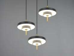 Moderne dimmbare LED Pendelleuchte KEATON 3-flammig, Schwarz Gold Ø 45cm