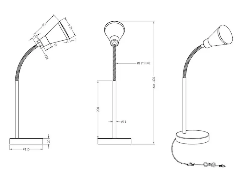 Moderne flexible LED Schreibtischleuchte ARRAS 1 flammig Kunststoff in silber