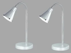 Moderne flexible LED Schreibtischleuchten 2er SET 1 flammig Kunststoff in silber