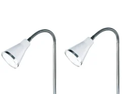 Moderne flexible LED Schreibtischleuchten 2er SET 1 flammige Kunststoff in Weiß