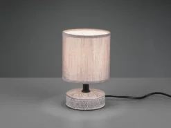 Moderne Keramik Tischleuchte MARIE Stofflampenschirm in Braun, Höhe 20cm