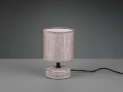 Moderne Keramik Tischleuchte MARIE Stofflampenschirm in Braun, Höhe 20cm