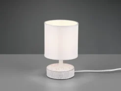 Moderne Keramik Tischleuchte MARIE Stofflampenschirm in Weiß, Höhe 20cm