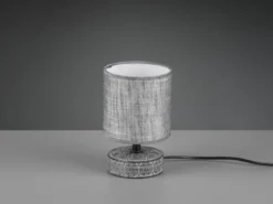 Moderne Keramik Tischleuchte MARIE Stofflampenschirm in Grau, Höhe 20cm