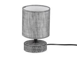 Moderne Keramik Tischleuchte MARIE Stofflampenschirm in Grau, Höhe 20cm