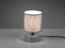 Moderne Keramik Tischleuchte MARIE Stofflampenschirm in Grau, Höhe 20cm