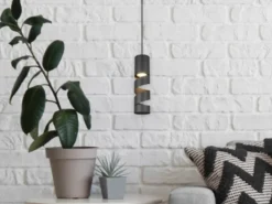 Moderne kleine LED Pendelleuchte 1-flammig aus Metall in Schwarz, Ø 12cm