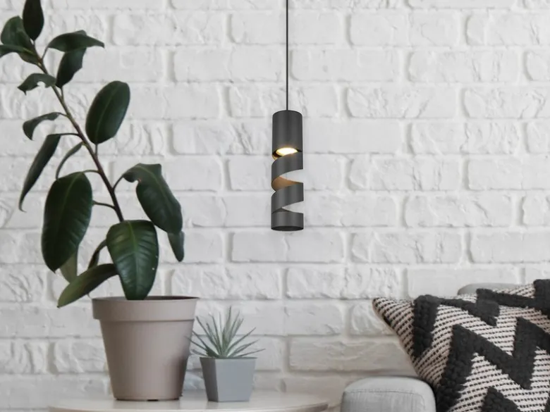 Moderne kleine LED Pendelleuchte 1-flammig aus Metall in Schwarz, Ø 12cm