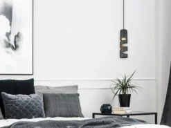 Moderne kleine LED Pendelleuchte 1-flammig aus Metall in Schwarz, Ø 12cm